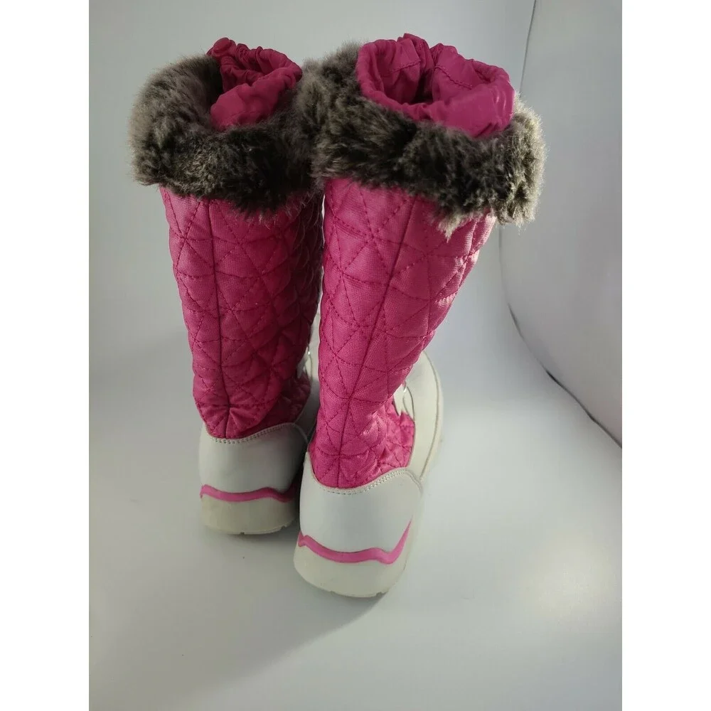 LANDS END 12"-Tall Shocking-Pink/Navajo White Winter Insulated Snowflake boot 6M - Picture 4 of 8